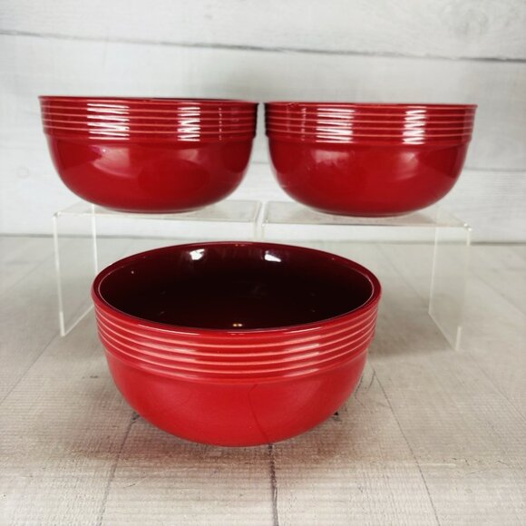 Mainstays CHIARA Solid Red Embossed Stoneware Large Soup Cereal Bowls Set of 3 - Picture 6 of 16